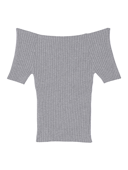 オフショルダー半袖ニット