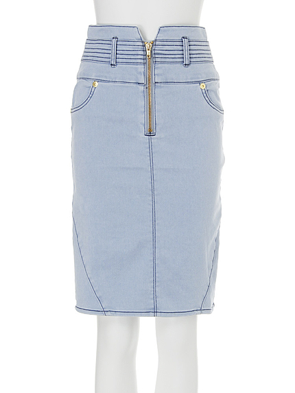 【CASUAL】ZIP切替ミドルタイトスカート