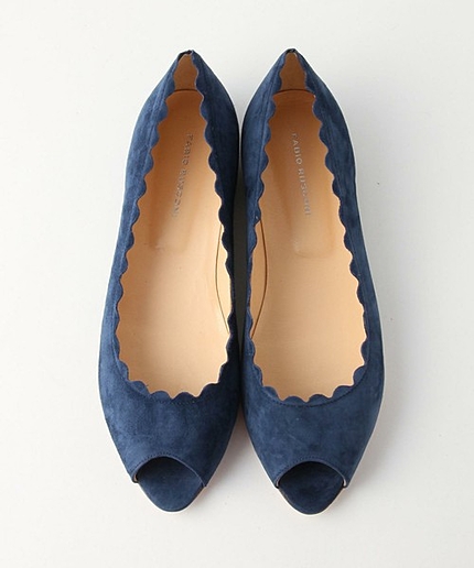 ΠFABIO RUSCONI スカラップフラット スエード / ファビオ ルスコーニ