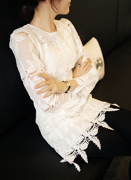 シースルースリーブレースワンピース・全2色・b43583