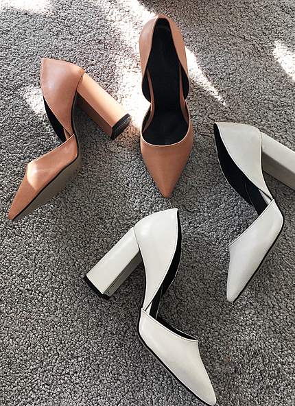 8COLORSポインテッドトゥチャンキーヒール・全8色・s45698