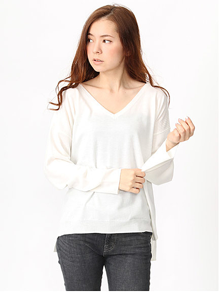 サイドリブVネックプルオーバー