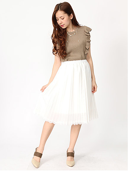 裾レースプリーツスカート