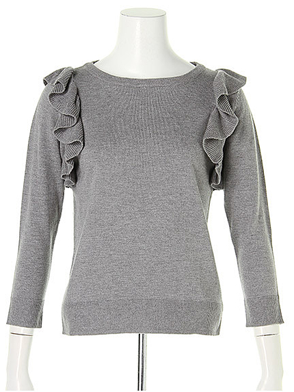 ショルダーフリル7分袖ニット