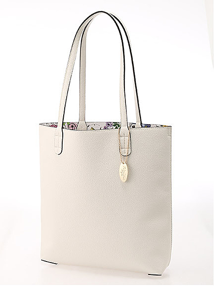 無地×花柄リバーシブル縦型トート