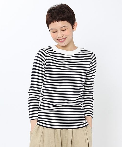 スーピマフライスボーダークルーネックプルオーバー