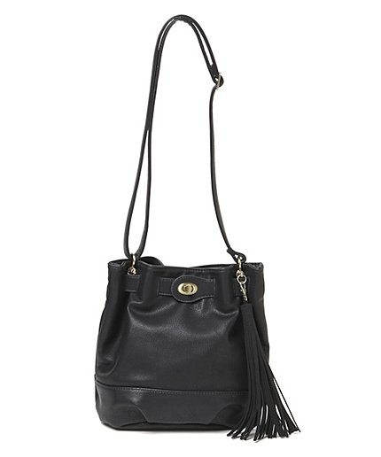 フェイクレザータッセル巾着ショルダーバッグ