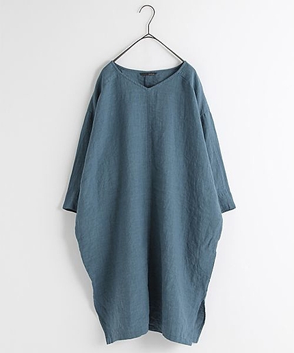 [ADVANCE LINE]リネン布帛Vネックロングワンピース