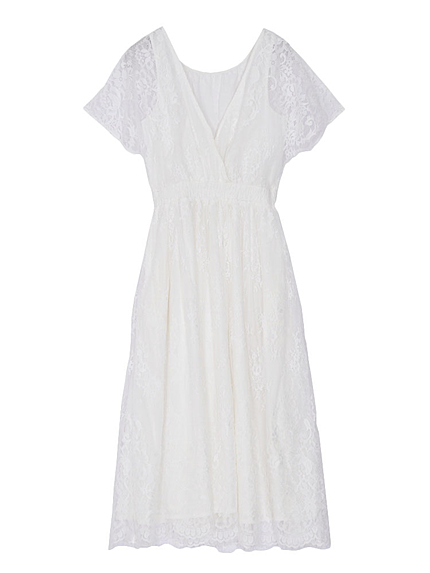 【WEB限定】 総レースカシュクールミディワンピース