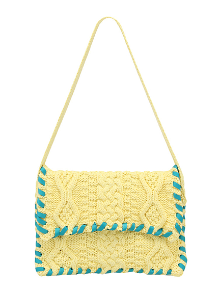 コットンアラン編みショルダー