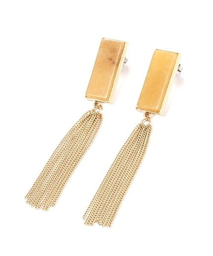 【LADIES】スクエアストーンフリンジピアス