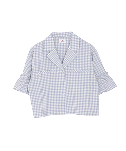 オープンカラーギンガムシャツ