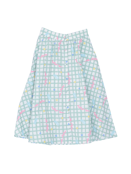 YURERUチェックロングスカート