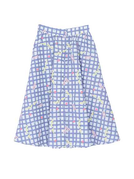 YURERUチェックロングスカート