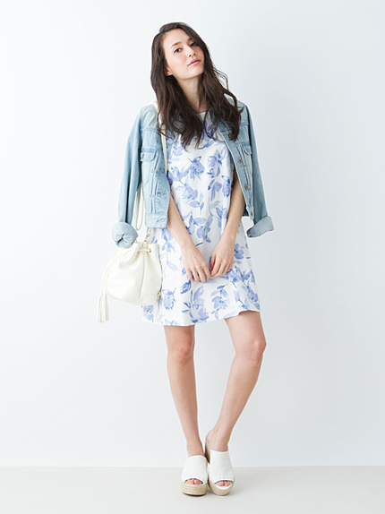 【BSC】 カラー水彩サイドタックワンピース