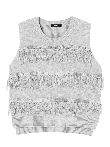 【CASUAL】ボーダーフリンジニットベスト