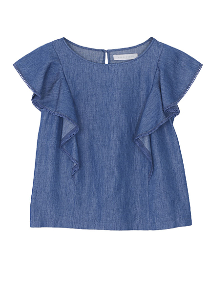 【BSC】 ダンガリーラッフルブラウス