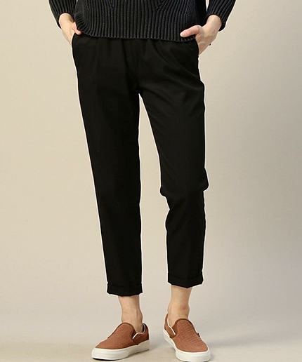 BY テンセルナイロン ウエストギャザー9分丈パンツ