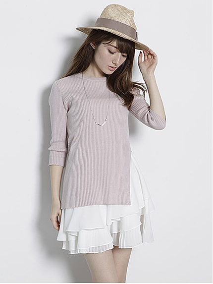 フリルワンピース×ニットセット