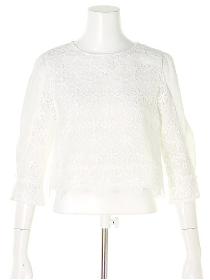 5分袖リラレースブラウス