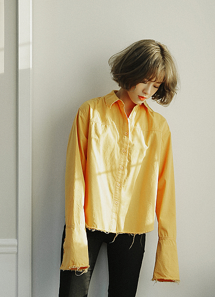 フレイドヘムワイドカフスシャツ・全3色・r46016