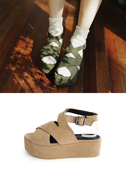 クロスストラッププラットフォームサンダル・全3色・s46028