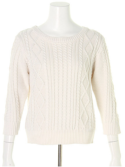 セットアップケーブル柄ニットトップス
