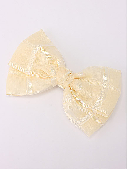 チェック柄BIGリボンクリップ