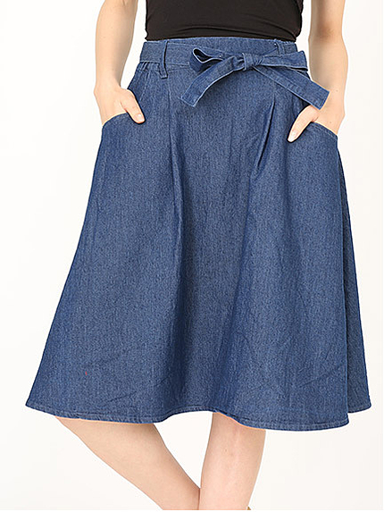 リボン付きデニムスカート