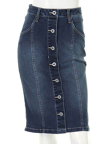 フロント釦スリットデニムスカート