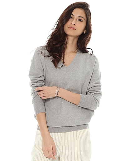 コットンカシミヤVネックニット