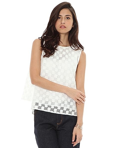 プチスクエアレースブラウス