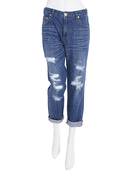 Denimクラッシュテーパードパンツ