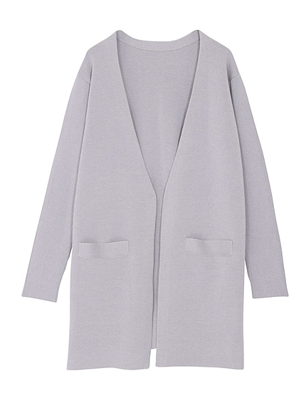 リブスリーブカジュアルカーディガン