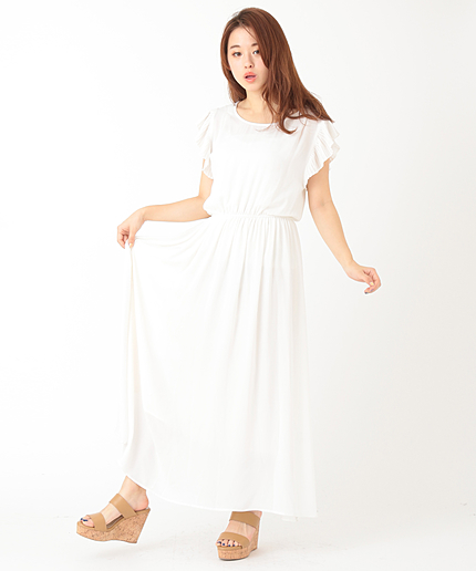 ショルダープリーツロングOP