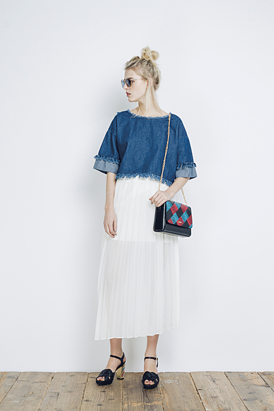 レイヤードプリーツロングSK