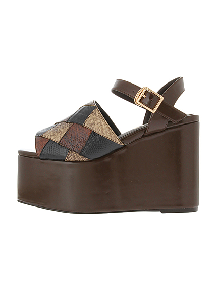 パイソンパッチワークサンダル