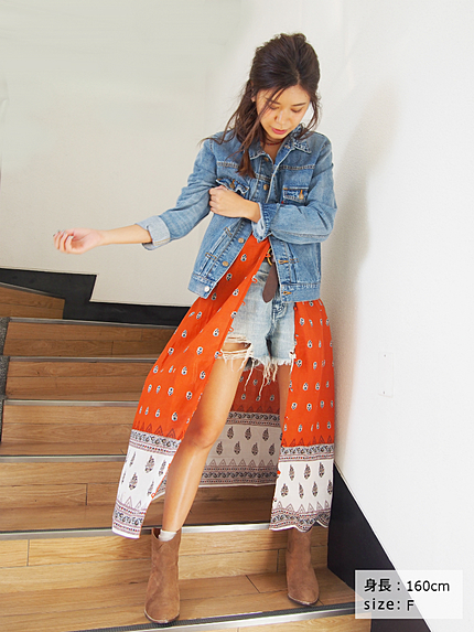 エスニック柄ロングガウン