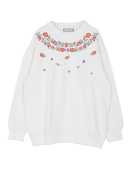 フラワー刺繍スウェット
