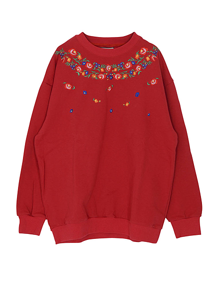 フラワー刺繍スウェット