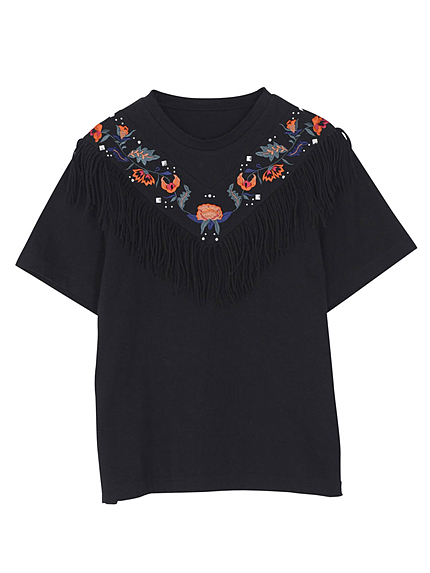 Flower Embroidery スタッズT-SH