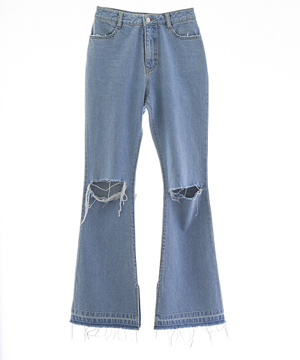 ダメージスリットフレアデニムPT
