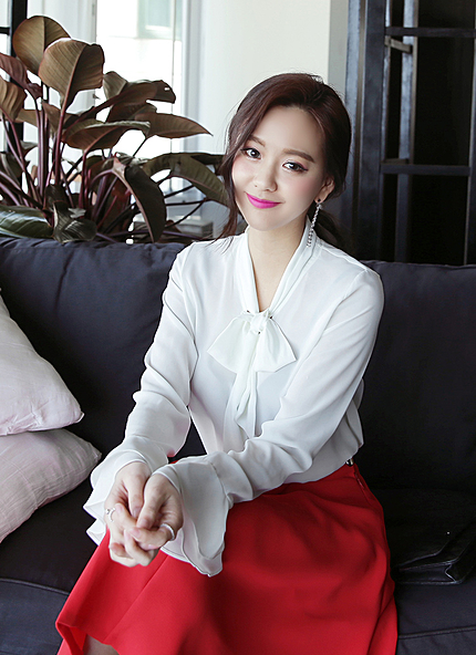 スカーフネックラッフルフレアカフスブラウス・全3色・t45734