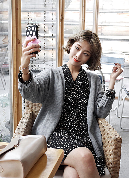 Vネックハイゲージニットカーディガン・全5色・b43612