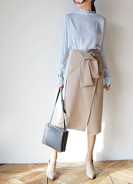 ウエストディテールミディ丈ラップスカート・全3色・a45745