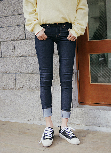 ステッチポイントデニムスキニーパンツ・全2色・b46045