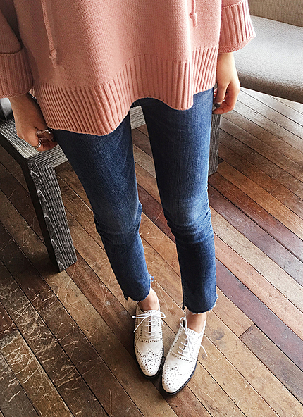 アンバランスフレイドヘムデニムスキニーパンツ・全1色・t43600