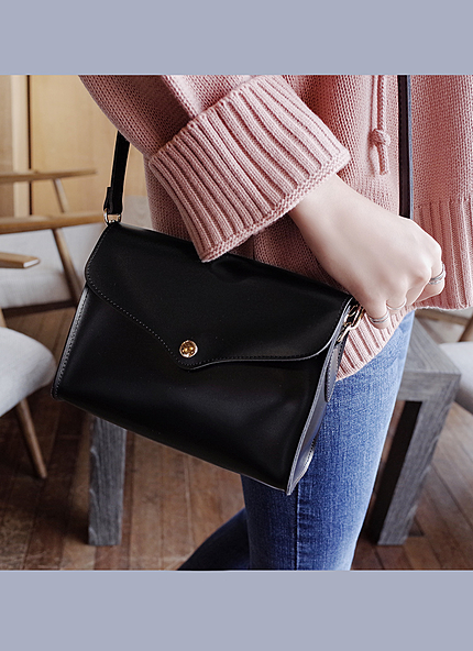 ワンボタンミニマルスクエアークロスバッグ・全4色・t43607