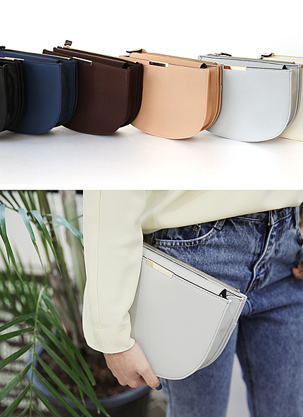 ハーフムーンメタルポイントクロスバッグ・全6色・t45715