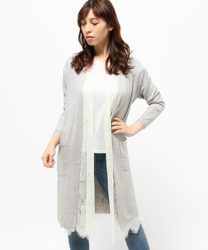 インナーレースロングカーディガン/AEBFC インナーレース ロングCGN SS